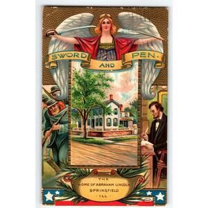 Abraham Lincoln Sword And Pen Home Of President Political 1910 Embossed Art
